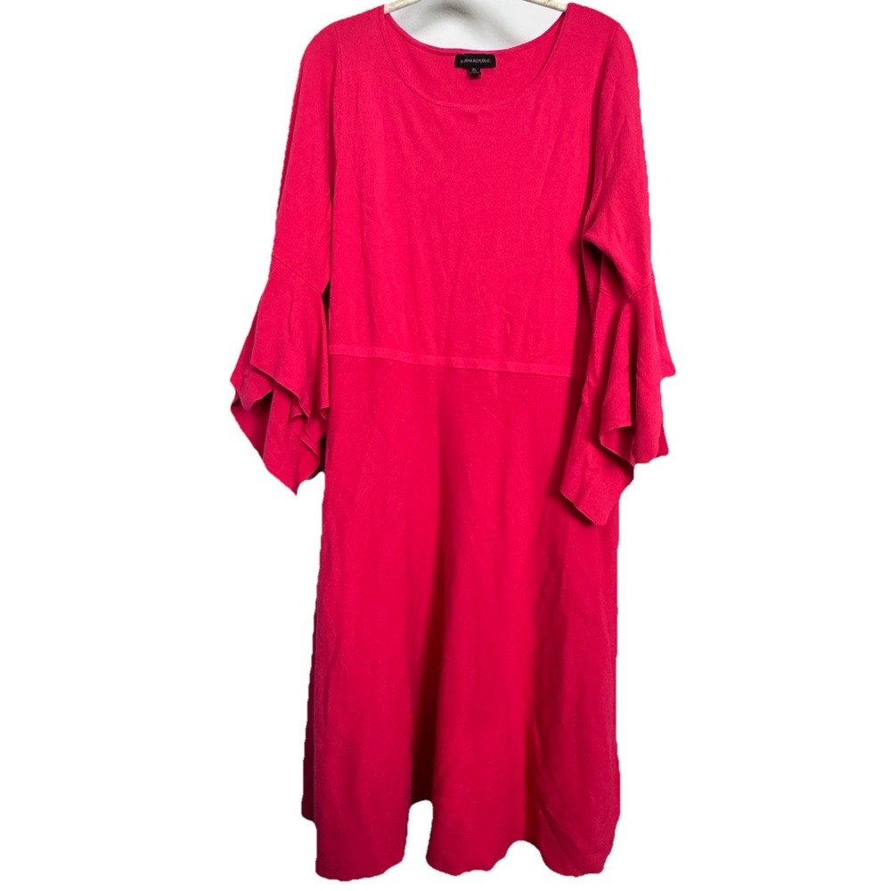 Banana Republic Pink Ruffle Sleeve Dress Women's XL Hankie Hem Shift Stretch